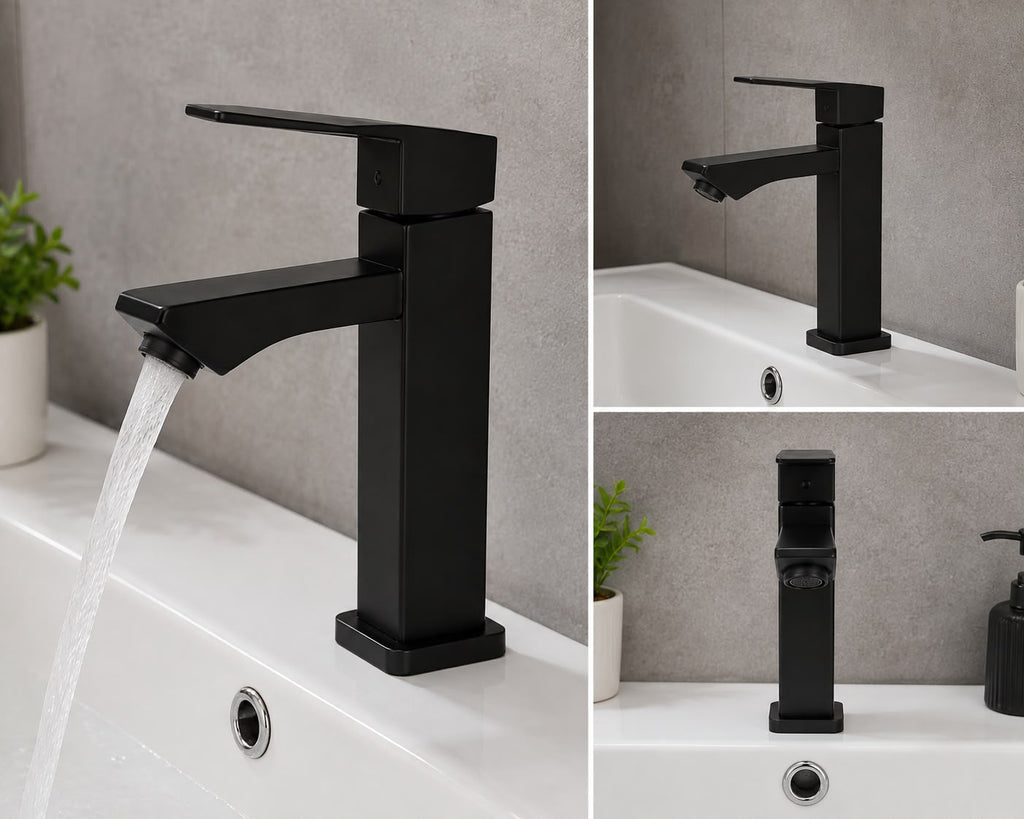 Caño Ovalin Lavatorio Negro Mate