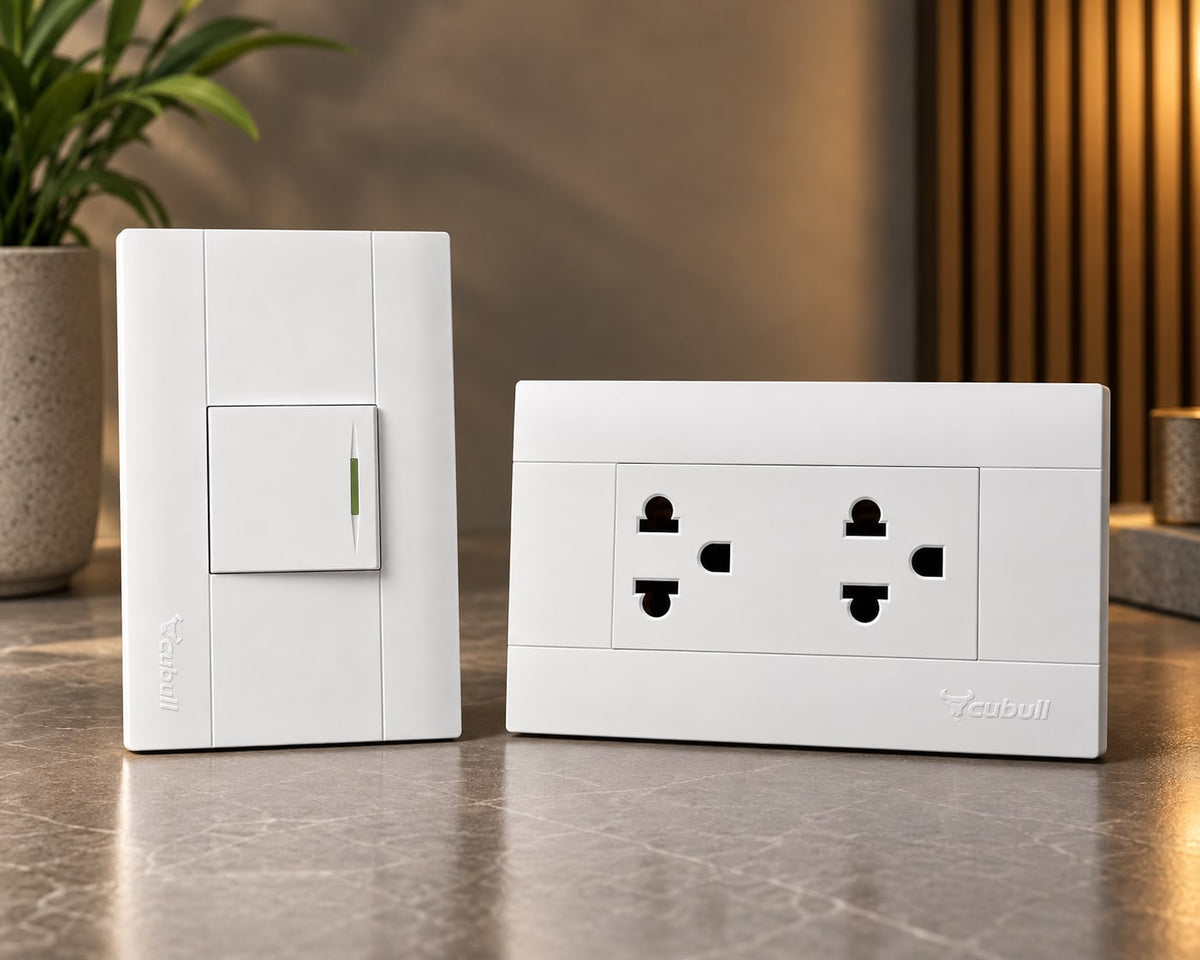 Pack Tomacorriente Doble + Interruptor Simple Cubull 5 Y 5