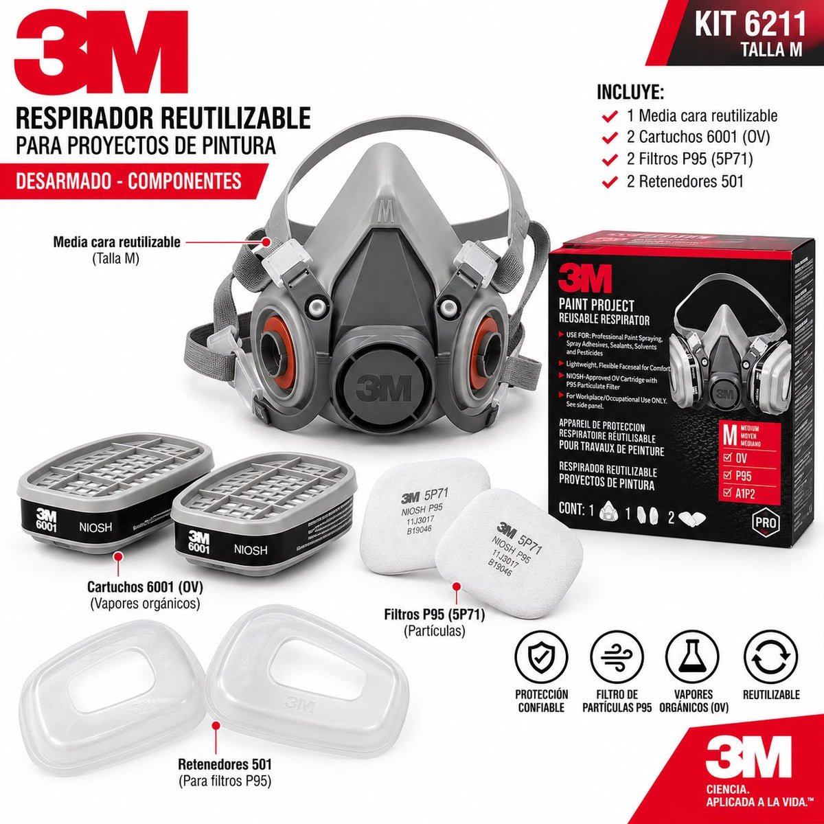 Respirador 3m Profesional Completo Pintura Y Químicos