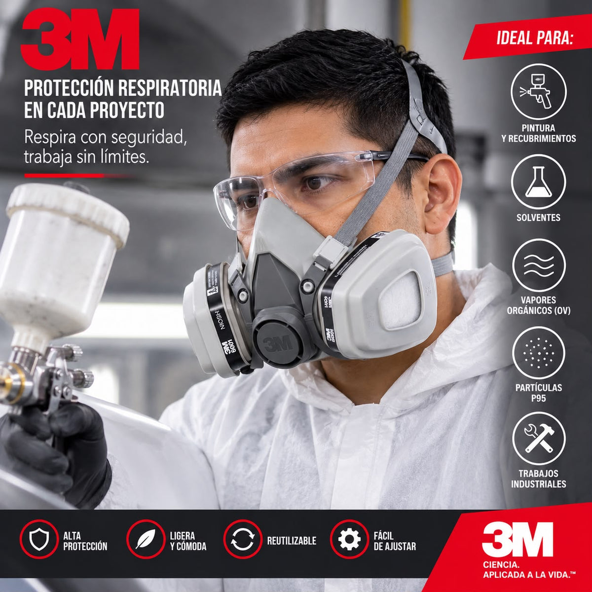 Respirador 3m Profesional Completo Pintura Y Químicos