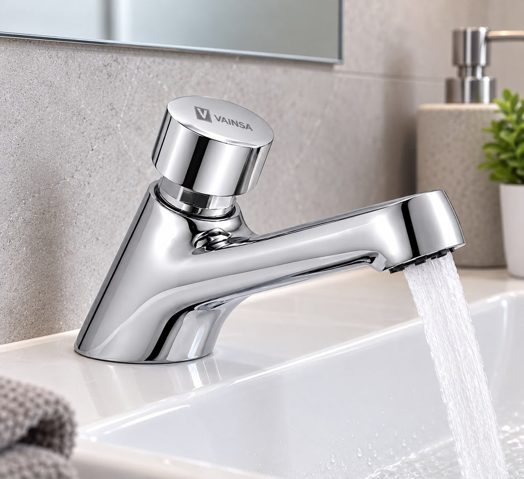 Caño Temporizado Para Lavatorio De Baño Cromado Vainsa