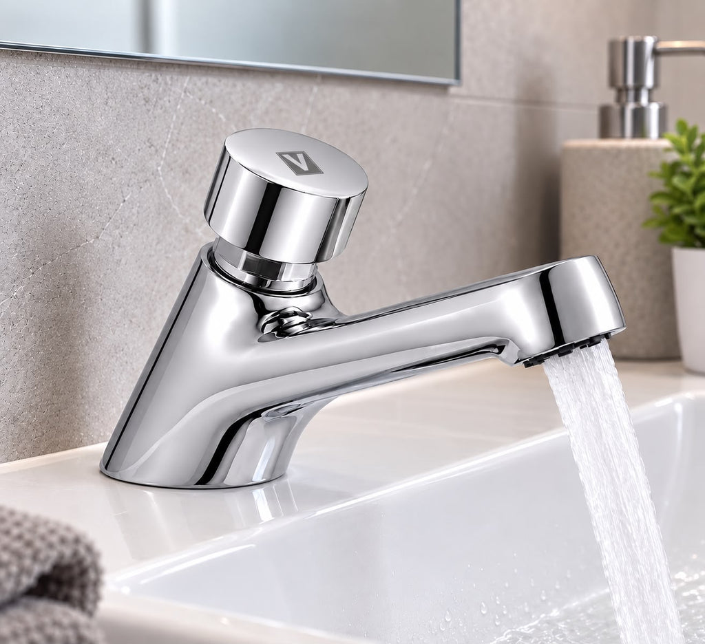 Caño Temporizado Para Lavatorio De Baño Cromado Vainsa